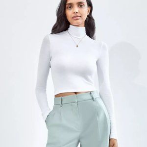 WILFRED Only Cropped Ribbed Turtleneck BLACK (L)|SOFT, SEXY N CROPPED-FITS TIGHT